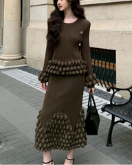 2-Piece Bubble Pleated Skirt Set