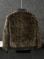 Men's Faux Mink Leopard Quilted Jacket