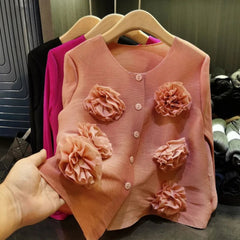 Luxury Floral Pleated Blouse Top