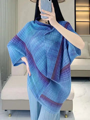 Luxury Travel Plissé Poncho Top
