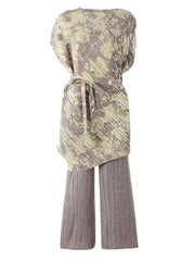 Gold Pleated Top & Pant Set