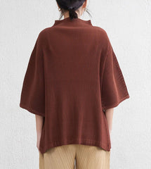 Elegant Mock-Neck Pleated Top