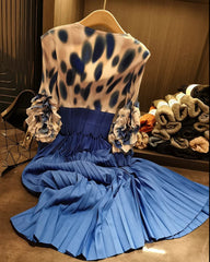 Luxury Plissé Ruffle Sleeve Dress