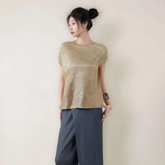 Metallic Japanese Pleated Dolman Top