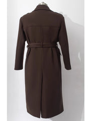 Men's Rich Brown Designer Wool Trench Coat