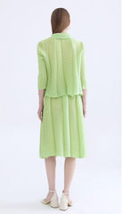 Pleated Set Top & Pull-On Skirt