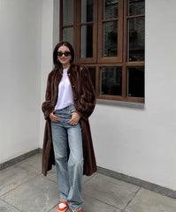 Women's Cozy Luxury Brown Faux Mink Fur Coat