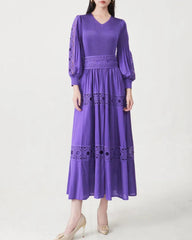 Luxury Fitted-Waist Plissé Dress