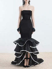 Luxe Strapless Ruffled Mermaid Dress