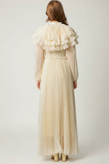 Couture Pleated Cape Dress
