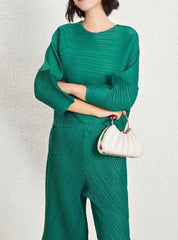 Sculptural Pleated Top & Pants Set