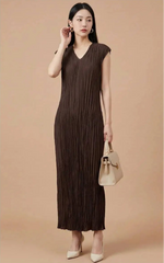 Sleeveless Pleated Crinkle Dress