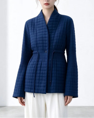 Drawstring Quilted Plissé Jacket