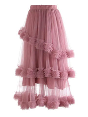 Luxe Layered Tulle Ruffle Skirt