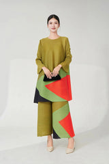 Modern Pleat Geometric Trouser Set
