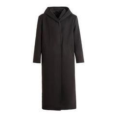 Wool Blend Trench Coat - Extra Long with Hoodie