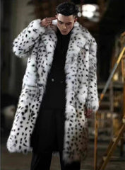 Men's Elegant Longline Faux Fur Coat