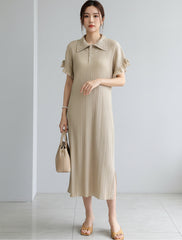 Elegant Plisse Ruffle Sleeve Dress