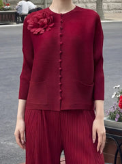 Pleated Top & Palazzo Pants Set