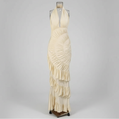 Luxury Ruched Halter Gown