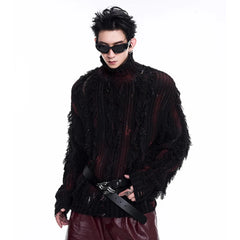 Men's Luxury Streetwear Distressed Turtleneck Sweater