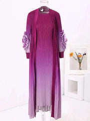 Truly Pleated Sleeveless Dress & Coat