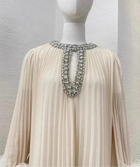 Luxe Pleated Feather Midi Dress
