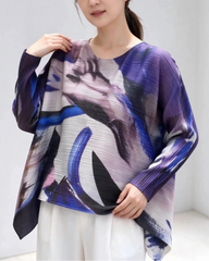 Plissé Asymmetrical Blouse Top