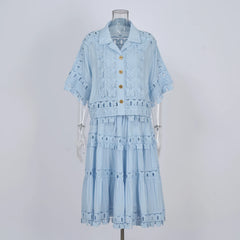Luxe Butterfly Embroidered Top & Skirt