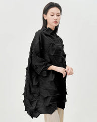 Luxury Plissé High-Neck Top