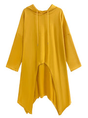 Women's Round Cut Yellow Long Sweatshirt Hoodie