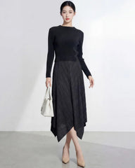 Luxury Pleated Two-Tone Dress