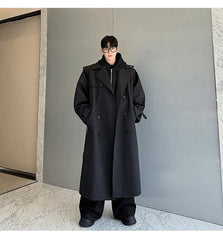 Men's Shoulder Padded Oversized Trench Coat | Luxury Streetwear