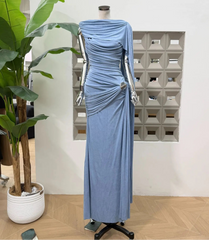 Luxury One-Shoulder Ruched Dress