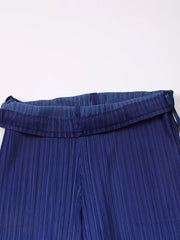 Women's 2 Piece Elegant Blue Pleated Pants Set