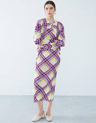 Elegant Plissé Dress & Cardigan