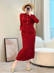 Truly Pleated Cardigan & Long Skirt