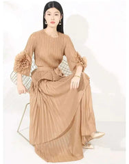 Floral Pleats 2-Piece Skirt Set