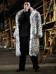 Men's Elegant Longline Faux Fur Coat