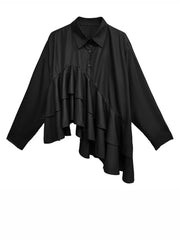 Luxury Asymmetric Ruffle Blouse