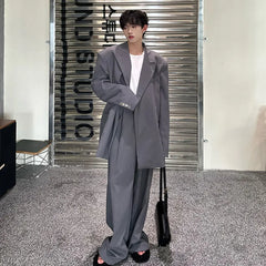 Men's 2 Piece Gray Oversized Blazer & Pants Set