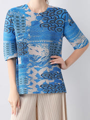 Luxury Pleated 3/4 Sleeve Blouse