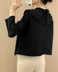 Elegant Plissé Ruffle Blouse Top