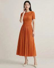 Luxury Pleated Flowy Travel Dress