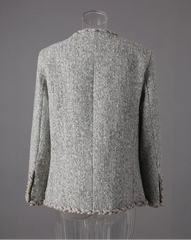 Luxury Collarless Tweed Blazer