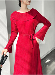 Pleated Off-Shoulder Dress