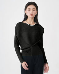 Plissé Pleated Knit Asymmetric Top