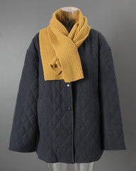 Quilted Collarless Jacket & Scarf