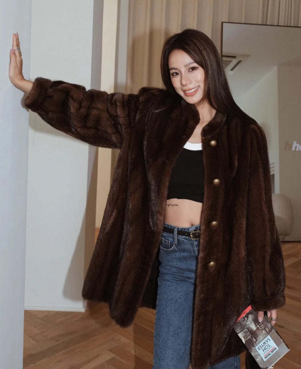 High-End Faux Mink Fur Jacket Outerwear