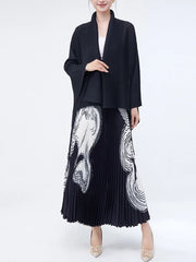 Luxe Black Wrap Top & Pleated Skirt Set